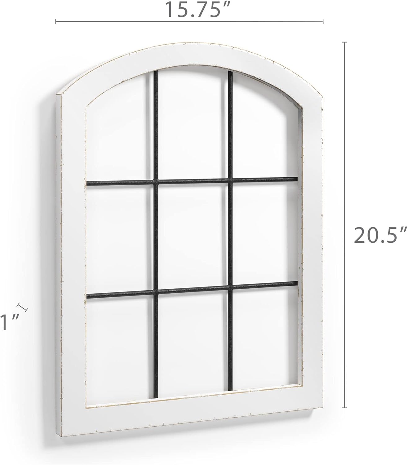 Rustic Wood and Metal Window Frame Wall Decor, White (2) P16383