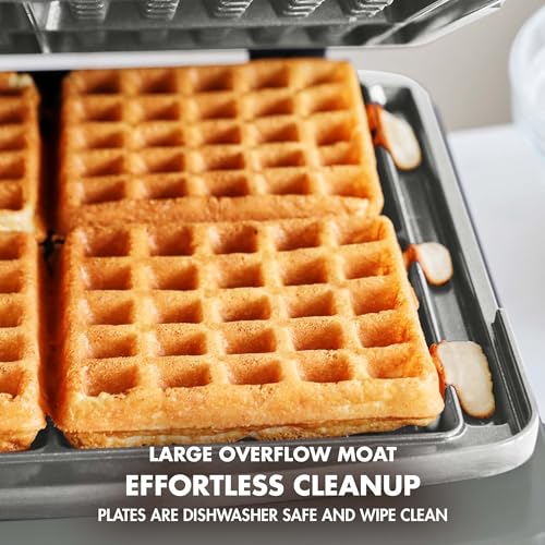 Cream White Ceramic Nonstick Waffle Iron W5023
