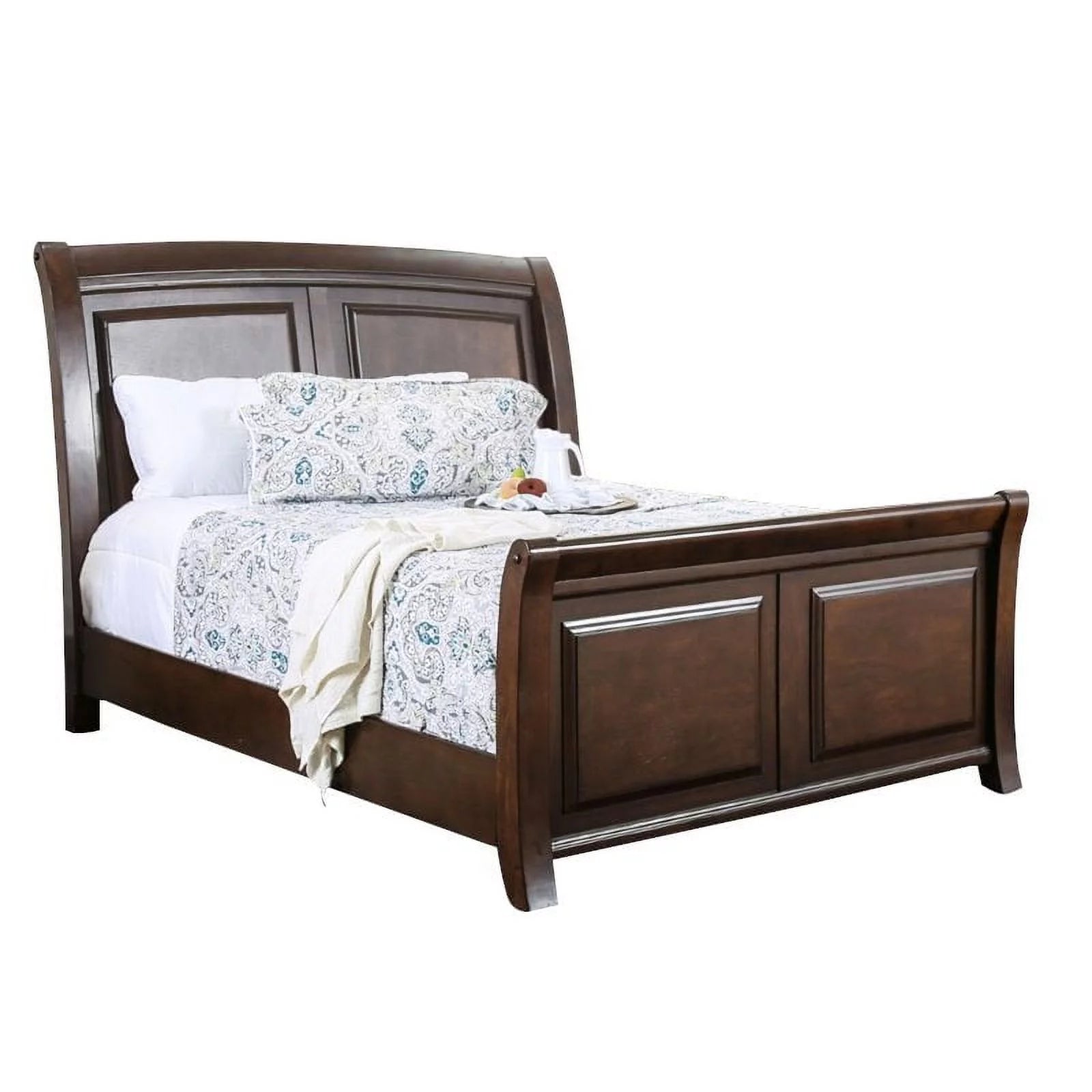 Brown Cherry Wood California King Sleigh Bed U4372