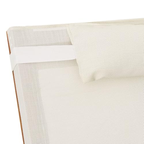White Textilene and Solid Wood Poplar Sun Lounger K159