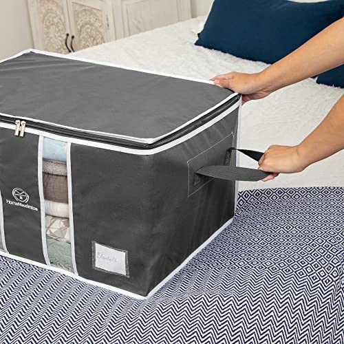 3 Pack Grey Stackable Clothes Storage Bag with Zippers M75947