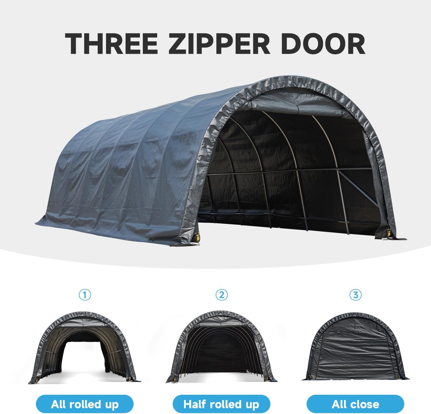 12 x 24 FT Heavy Duty Carport with All-Steel Metal Frame G4887