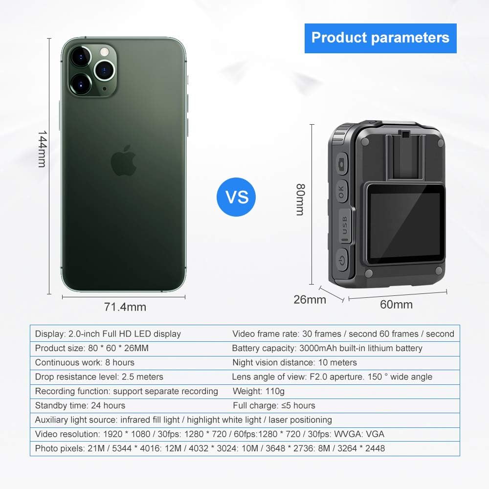 1296P HD Body Camera with 2 Inch Display, 32GB Memory B226909