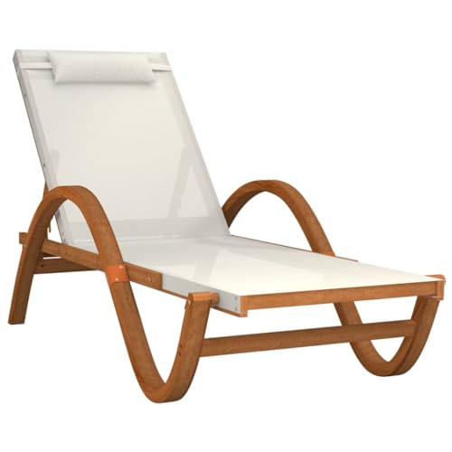 White Textilene and Solid Wood Poplar Sun Lounger K159
