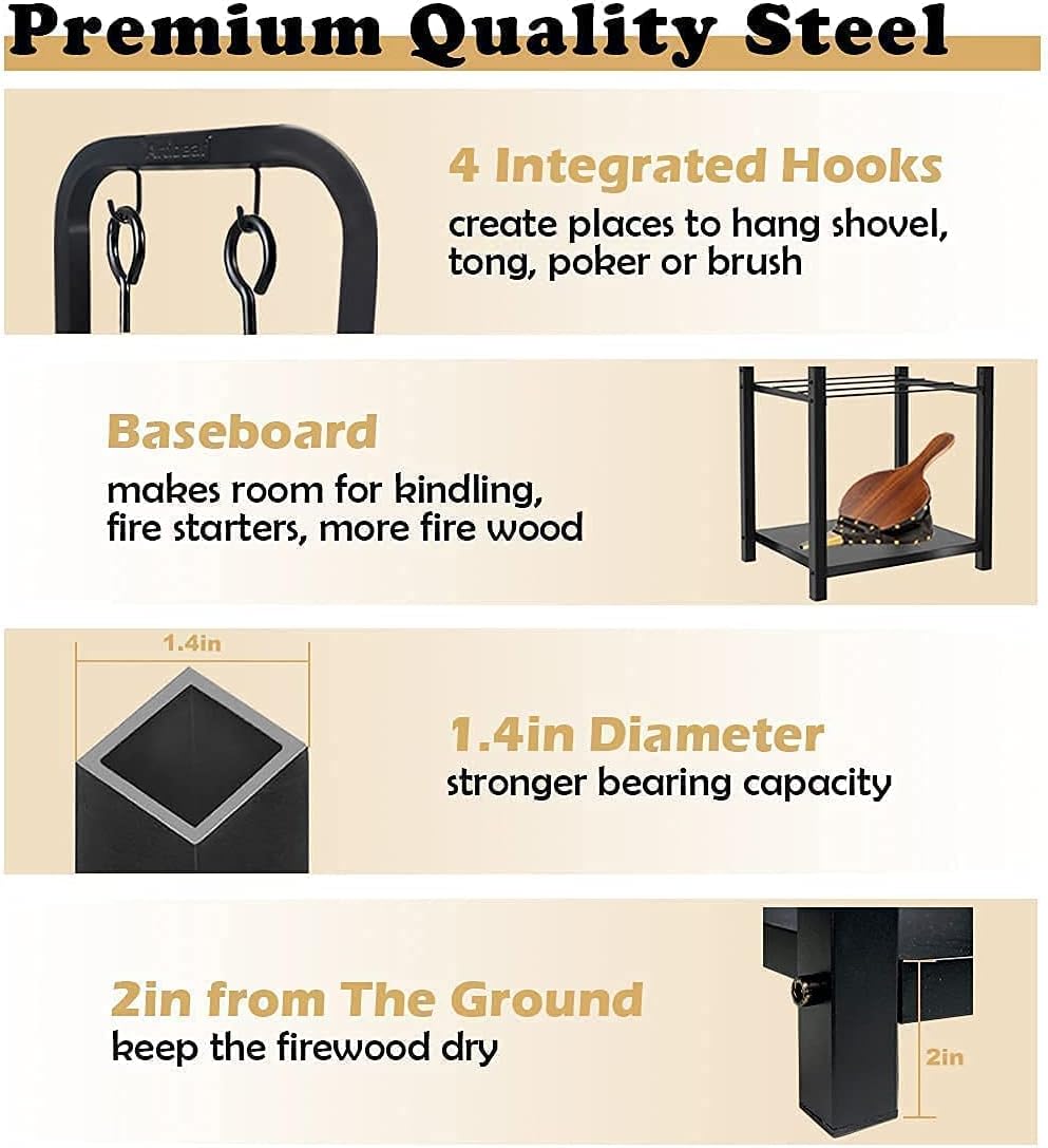 Black 4ft Outdoor Firewood Rack B16938