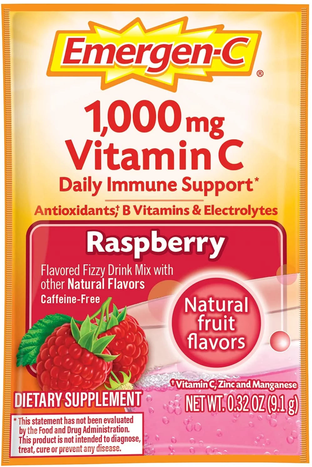 Vitamin C Raspberry 1,000 Mg 30 Packets A6278