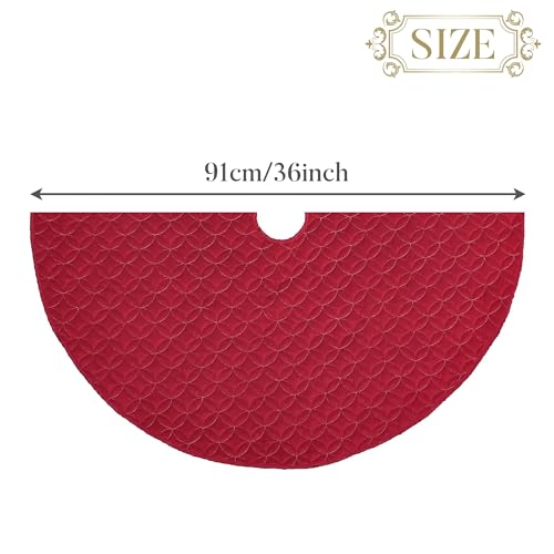 36 Inch Red Gold Velvet Christmas Tree Skirt S93808