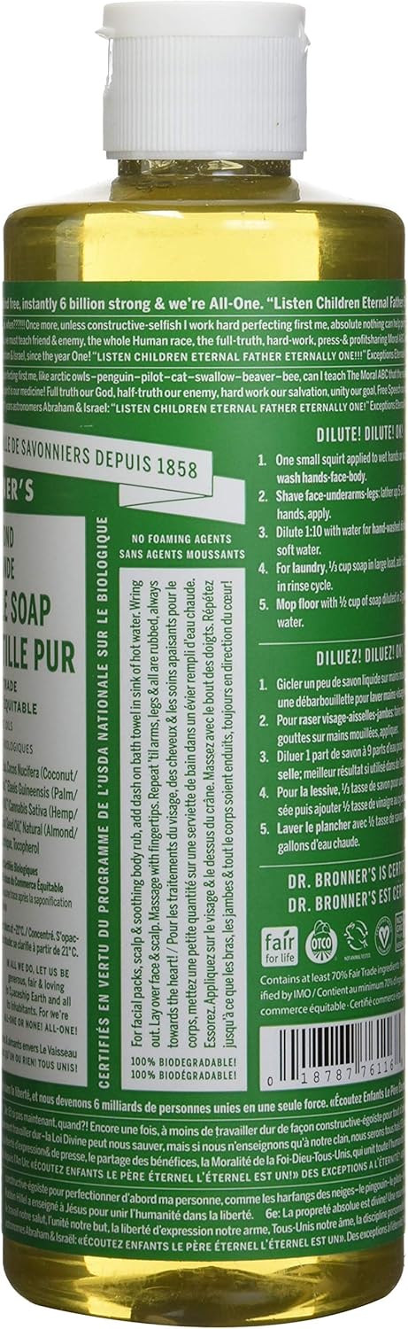 18-in-1 Hemp Almond Pure-Castile Liquid Soap, 1 Pound V1459