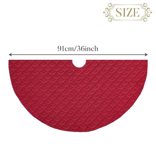 36 Inch Red Gold Velvet Christmas Tree Skirt S93808