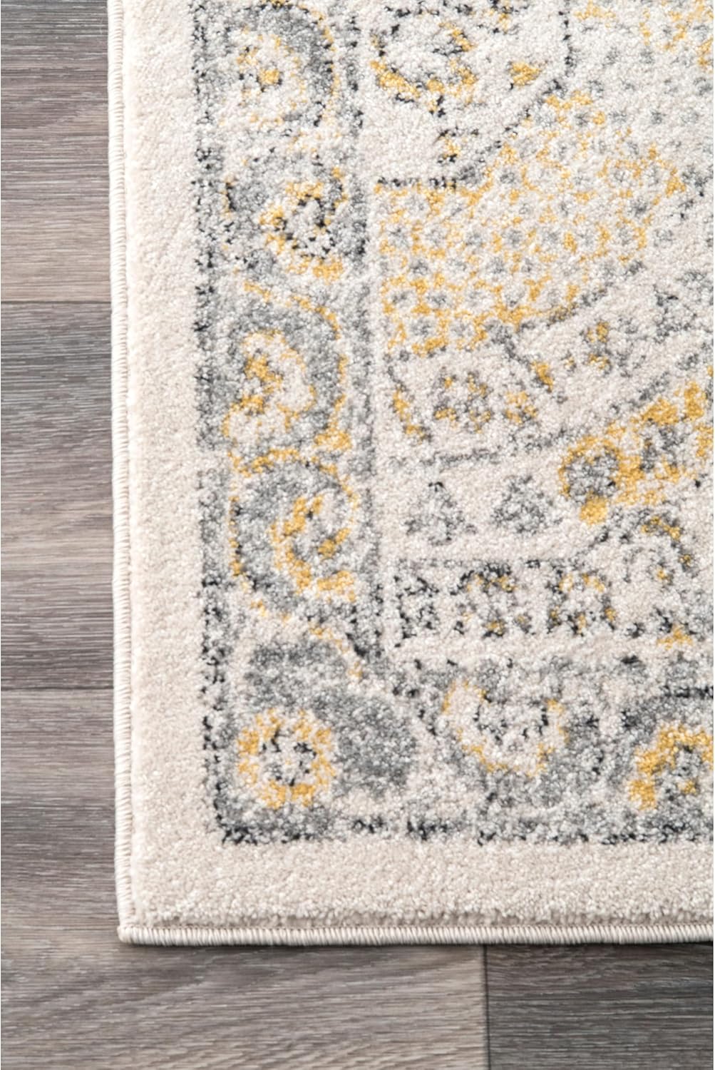 2x10 Runner Rug Gold/Off-White D613