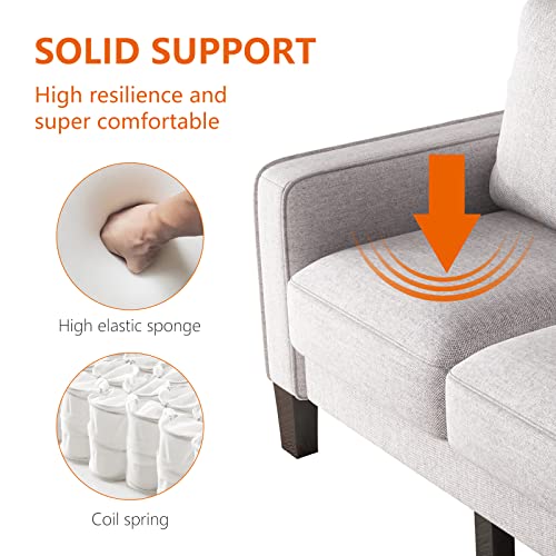 Beige 2-Seater Linen Fabric Recliner Sofa with Storage V37540