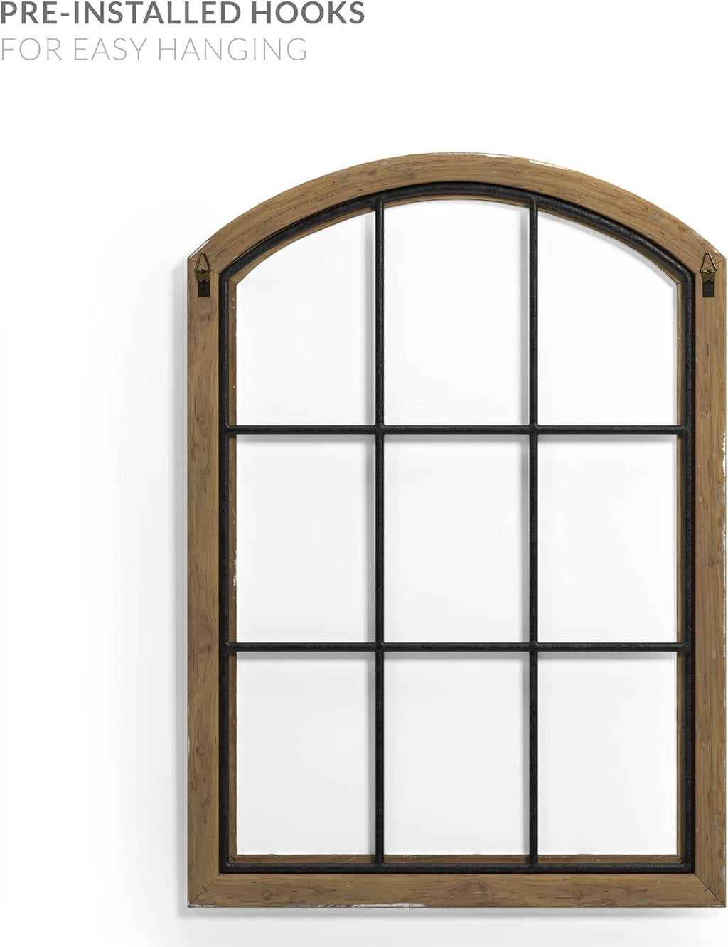 Rustic Wood and Metal Window Frame Wall Decor, White (2) P16383