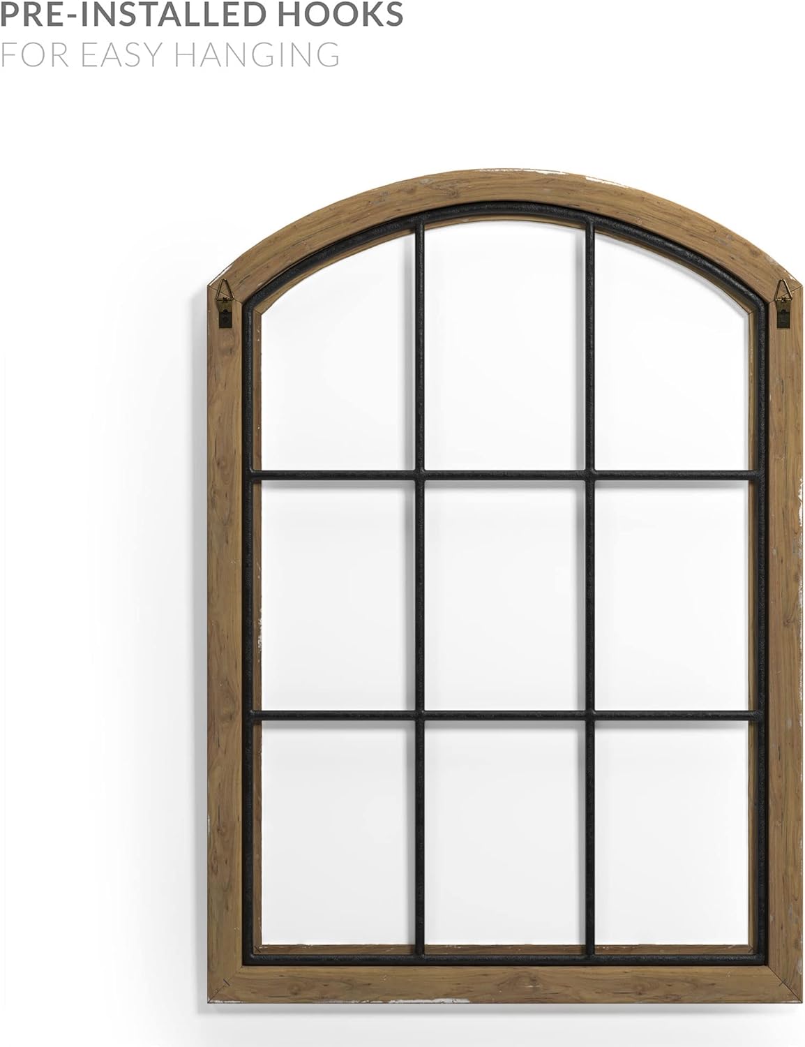 Rustic Wood and Metal Window Frame Wall Decor, White (2) P16383