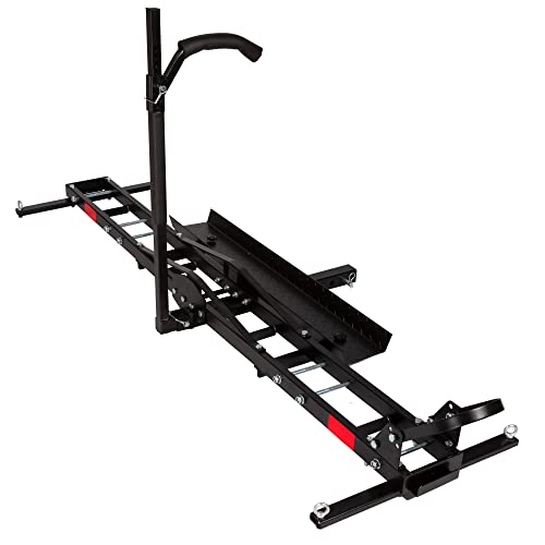 Motorcycle Carrier Hitch Mount 500 Lbs Dirt Bike Carrier Hauler Hitch Rack with Fixed Bracket and Lock Wheel Settings Removable Loading Ramp Anti-Tilt Locking Device V757815