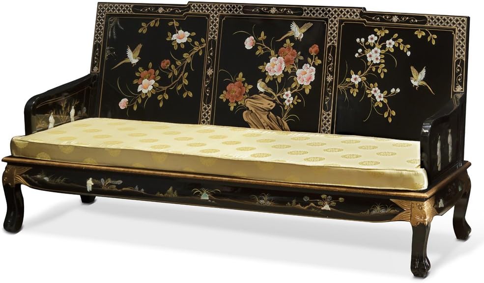 Black Lacquer Wooden Sofa Chair U4273