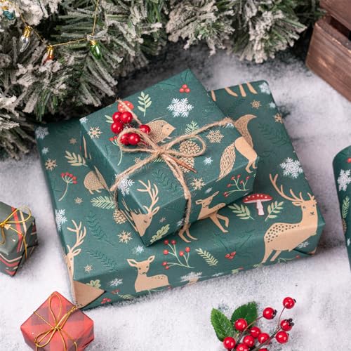 Christmas Wrapping Paper, Jumbo Roll Kraft Paper - Christmas Tree Design - 30 Inches x 100 Feet L8756