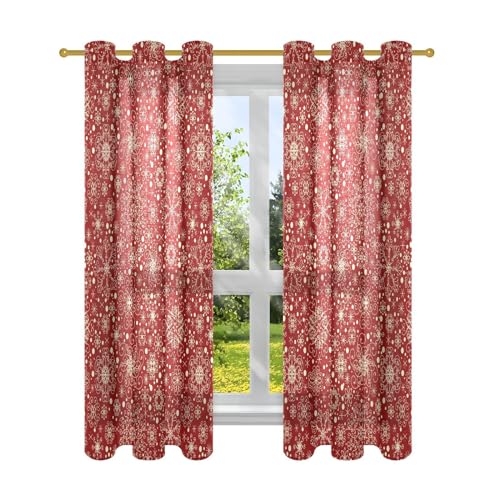 63 Inch Length Winter Snowflakes Pattern 2 Panel Curtains Q89249