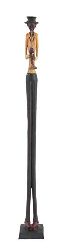 Set of 4 Polystone Decorative Sculptures with Black Base Stand, Brown V550965
