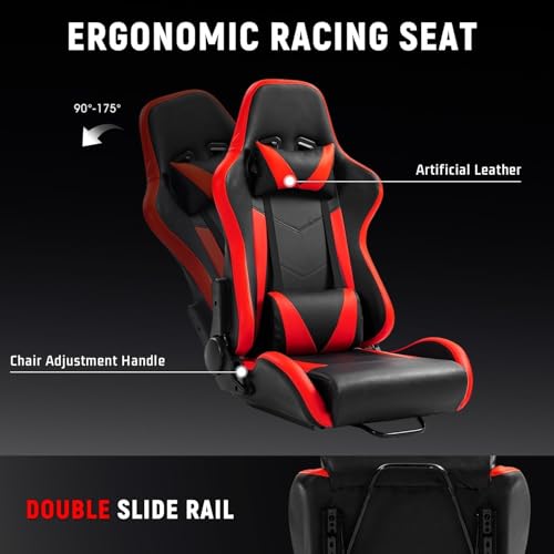 Adjustable Gaming Sim Cockpit With Red Seat O67685