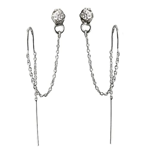14k Gold Filled Double Piercing Earrings with Cubic Zirconia S9931
