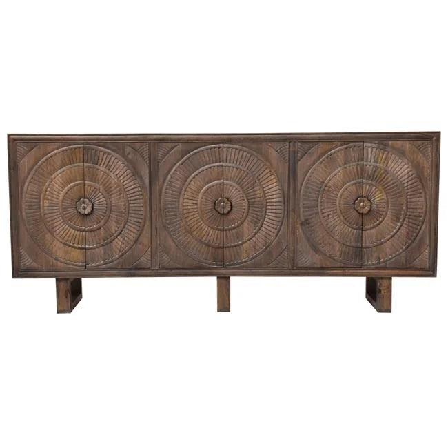 Solid Wood Cabinet with 6 Doors in Brown Finish F61458