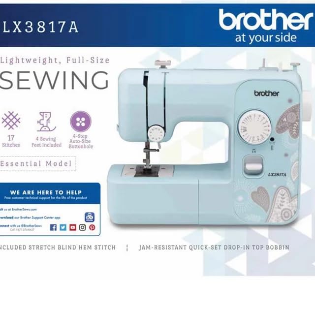 17-Stitch Portable Full-Size Sewing Machine, White R55034
