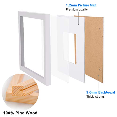 White 8x10 Picture Frames Set of 6 Solid Wood Plexiglass R4837