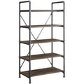 Distressed Brown Metal 5-Shelf Bookcase X823