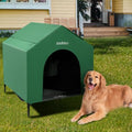 42" Outdoor Dog House with Weatherproof 600D PVC Canopy, Elevated Dog Bed I230