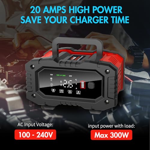 20A 12V/24V LiFePO4 Lead Acid Fully Automatic Battery Charger J498