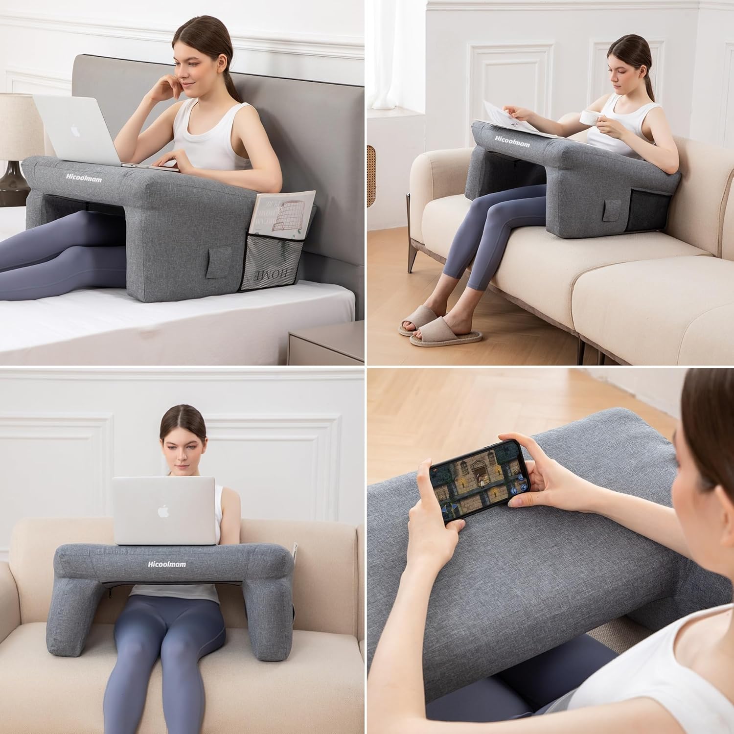 Inflatable Bed Rest Pillow with Lap Desk R17970