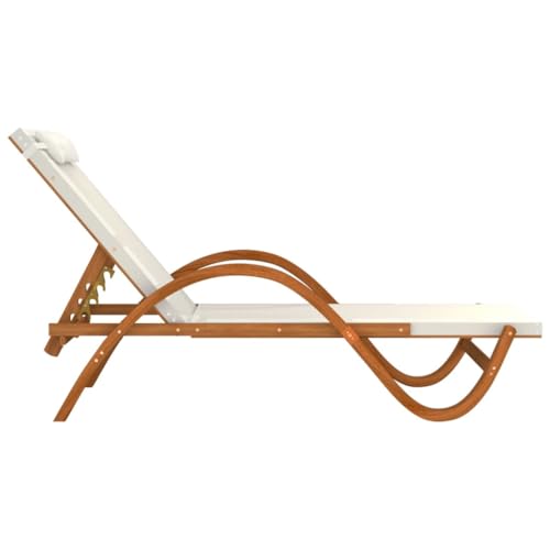 White Textilene and Solid Wood Poplar Sun Lounger K159