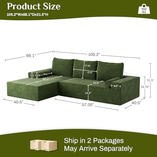 Beige White L-Shape Modular Sectional Sofa T596