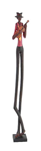 Set of 4 Polystone Decorative Sculptures with Black Base Stand, Brown V550965