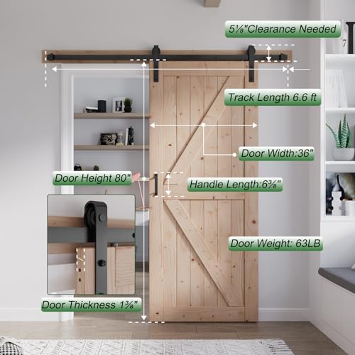 48in x 80in Sliding Wood Barn Door with 8FT Barn Door Hardware Kit B967