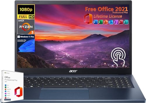 15.6" FHD IPS Touchscreen Laptop with AMD Ryzen 5 7520U, 8GB DDR5 RAM, 1TB SSD F733215