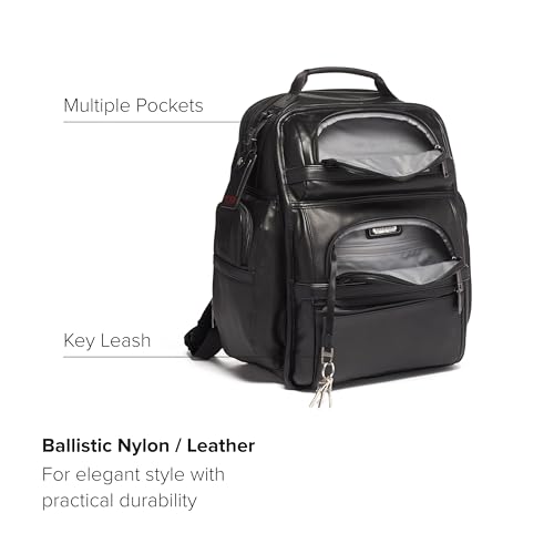 Black Leather 15" Laptop Backpack R5849