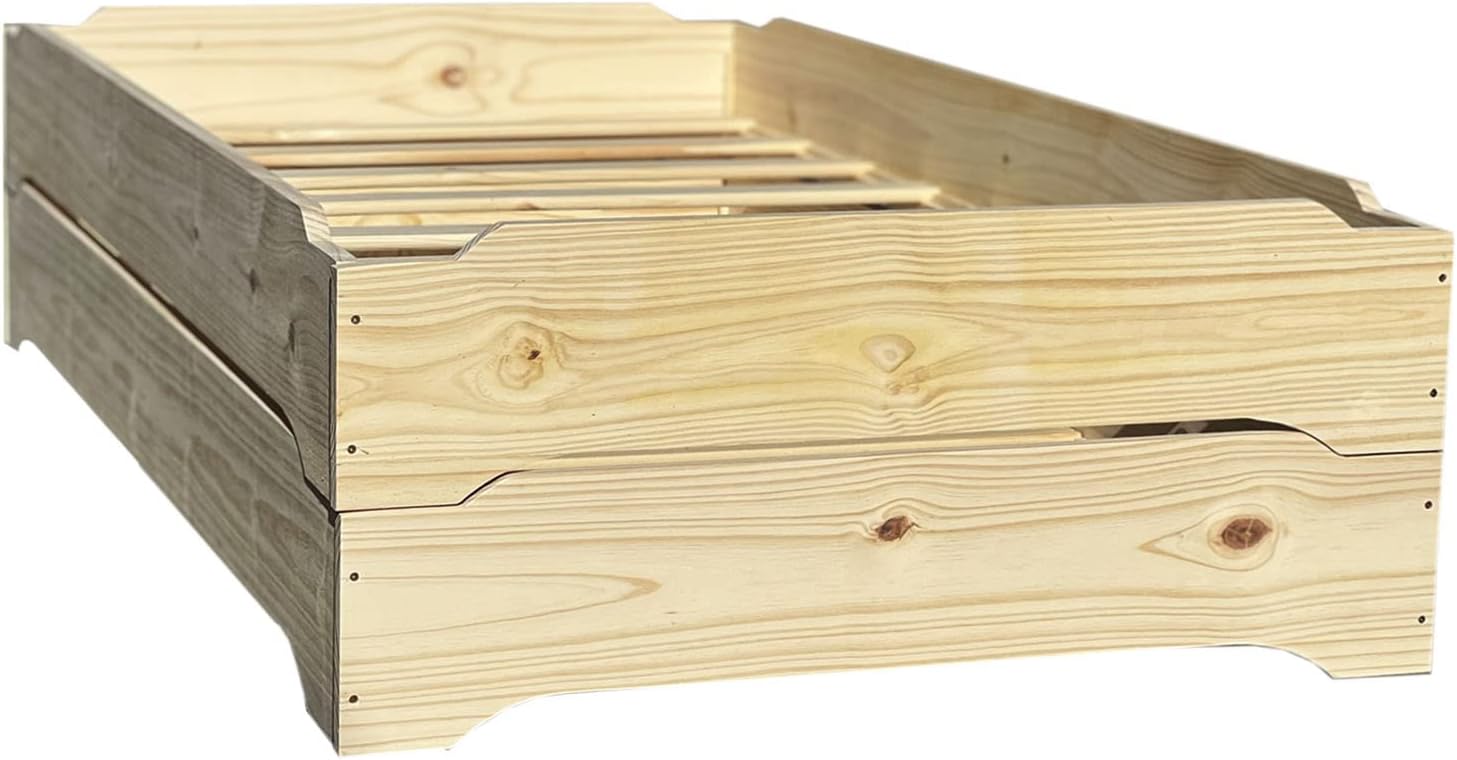 Twin over Twin Stackable Wooden Bed Frame Set of Two R2913