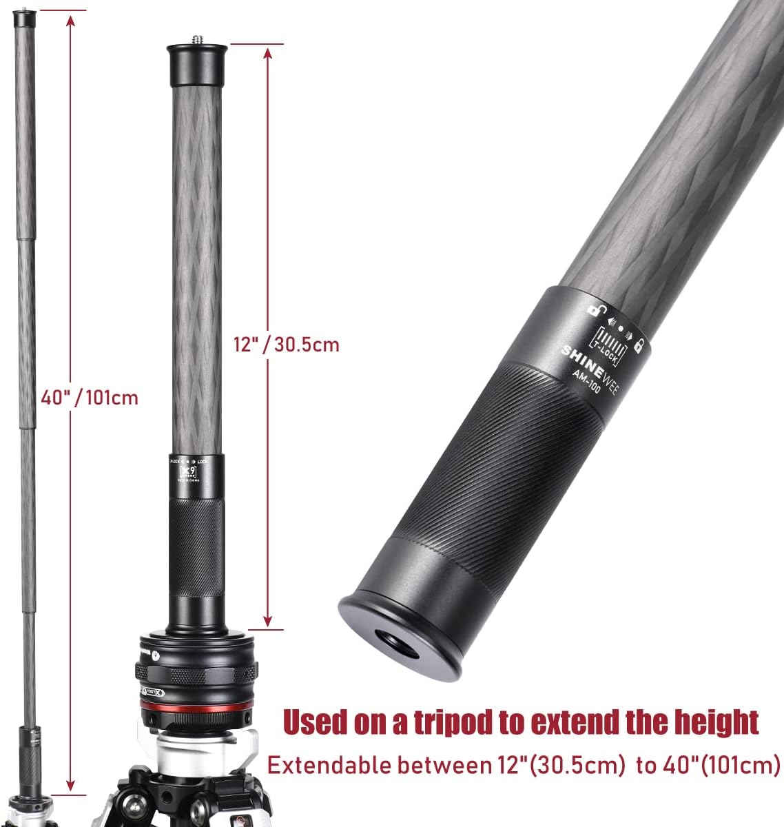 4 Section Carbon Fiber Extension Pole with 1/4 Screw Mount J347391
