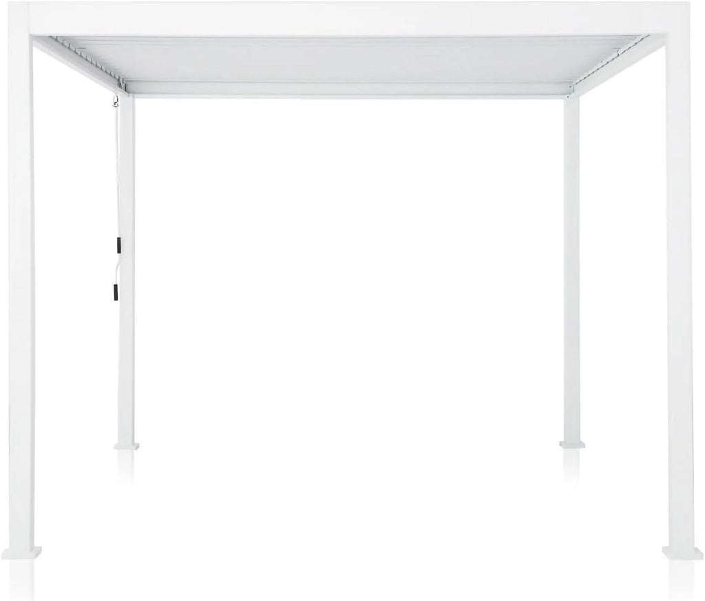 White 10' x 10' Aluminum Louvered Pergola with Adjustable Roof V116627