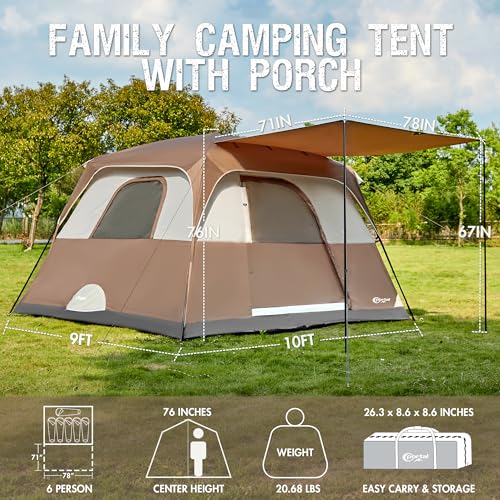 6 Person Camping Tent with Porch U657202