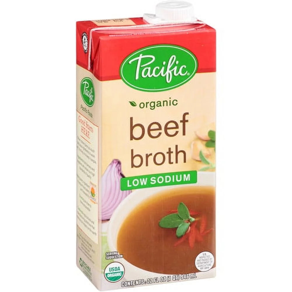 32 oz Pack of 12 Low Sodium Organic Beef Broth L819