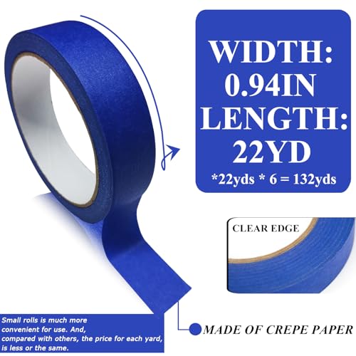 4 Rolls Blue Painters Tape (0.94IN*22yd*4) I157