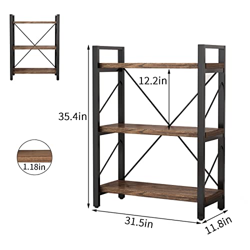 4 Tier Rustic Solid Wood Metal Bookshelf X16184