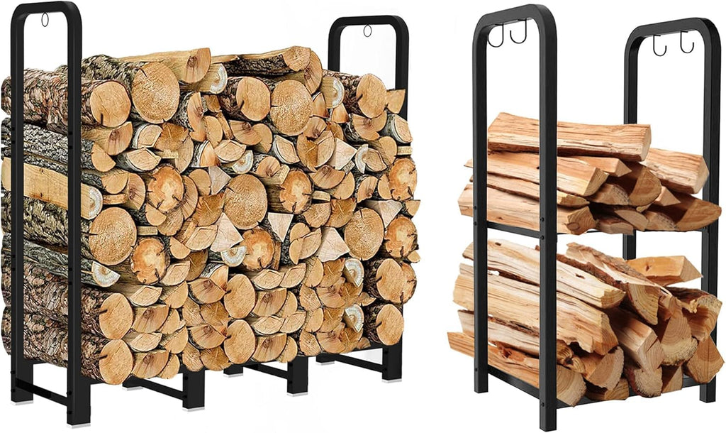 Black 4ft Outdoor Firewood Rack B16938
