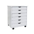 White Solid Wood 6 Drawer Roll Cart L43558