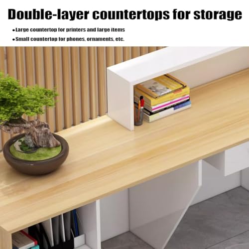 Wood Grain L-shaped Reception Desk with Lockable Drawer Z8570