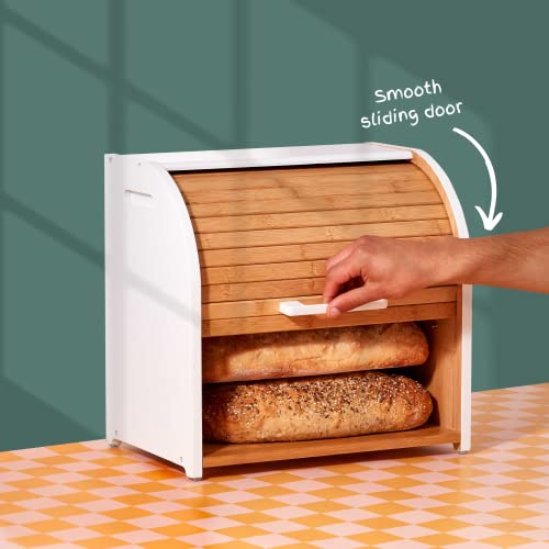 Bamboo Double Layer Roll Top Bread Box R1363