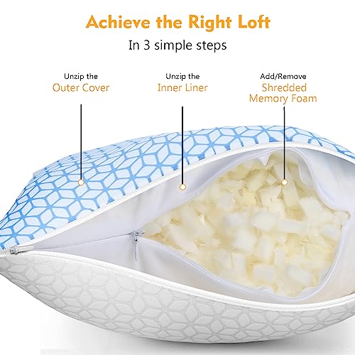 King Size Set of 2 Shredded Memory Foam Pillows R79518