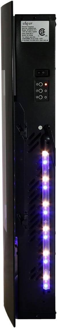32 Vertical Wall Mounted Electric Fireplace Heater, Black, 750-1500W O40749